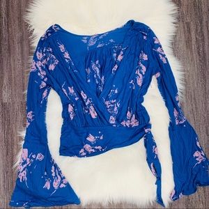 NWT free people cobalt blue & lavender wrap top